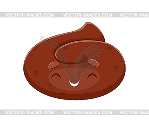 Cartoon poop emoji, poo with shy face and smile - royalty-free vector clipart