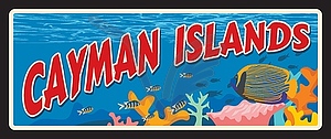 Cayman Islands Britain old travel plate - vector clip art