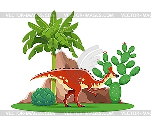 Amurosaururs cartoon prehistoric dino character - royalty-free vector clipart