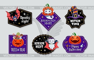 Halloween stickers feature spooky and fun designs - vector clipart