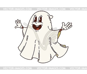 Retro groovy Halloween ghost or spook character - vector clipart