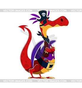 Cartoon dragon animal pirate captain character - vector clip art