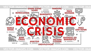 Economic crisis icons of global financial downturn - royalty-free vector clipart