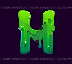 Letter H Halloween font, green gooey abc letter - vector clipart