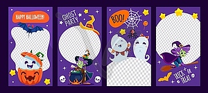 Halloween social media post templates with frames - vector image