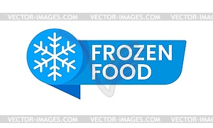 Blue frozen cold product tag with snowflake badge - vector clip art