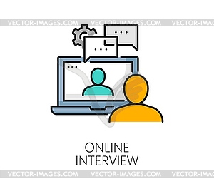 Recruitment online interview color line icon - vector clipart