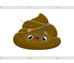 Cartoon poop emoji or poo emoticon with funny face - vector image