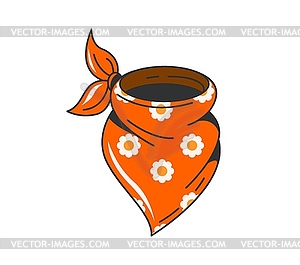 Cartoon retro groovy Wild West cowboy neckerchief - vector image