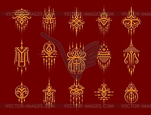 Sacred oriental Thai symbols for tattoo, Sak Yant - vector image