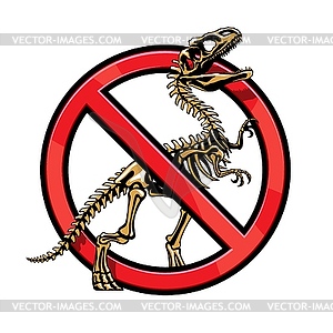 Dinosaur warning sign, prohibition emblem - vector clipart