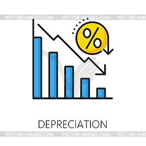 Значок цветной линии амортизации с графиком снижения - клипарт