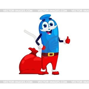 Cartoon Christmas berry in Santa Claus clothes - vector image