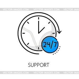 24 7 support color line icon, delivery service - vector image