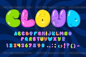 Cute bubble font, y2k cartoon color balloon type - vector clip art