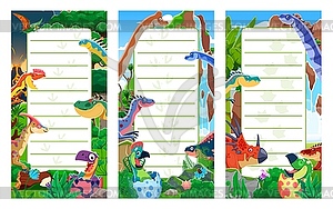 Prehistoric dino, note paper, to do list, notebook - vector image