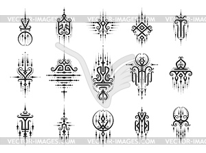 Sacred oriental Thai symbols, tattoo or decoration - vector clipart