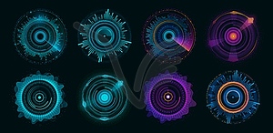 Round circle futuristic chart and HUD interface - vector clipart