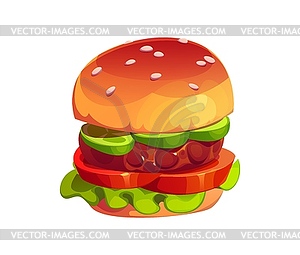 Cartoon fast food burger, classic hamburger snack - vector clipart / vector image