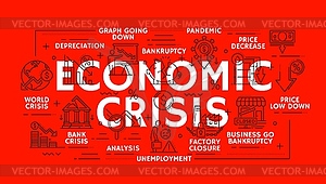 Money loss and economic crisis, money market crash - vector image