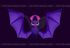 Letter W Halloween font as menacing purple bat - vector image