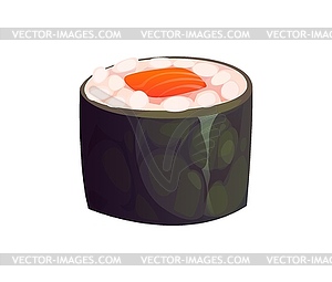 Cartoon Japanese maki sushi roll with nori seaweed - vector clip art