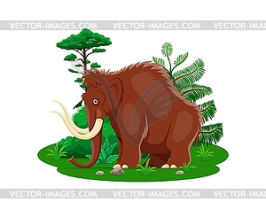 Prehistoric woolly mammoth in natural landscape - vector clip art