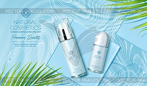 Skin moisture product, water cosmetics ads - vector clipart