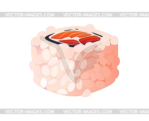 Uramaki cartoon Japanese sushi, roll, seafood - vector image