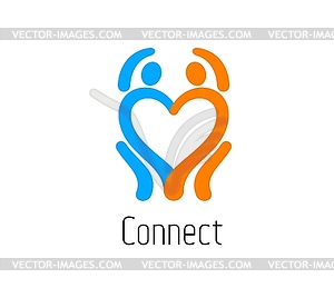 Family connect and people together heart icon - vector clipart