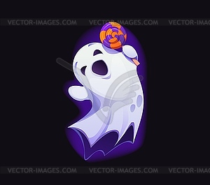 Cartoon Halloween ghost character with lollipop - vector EPS clipart