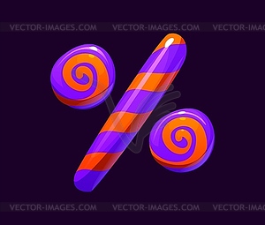 Halloween font, candy-like percentage symbol - vector clipart