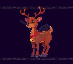 Cartoon Christmas Santa reindeer character - vector clip art