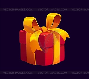 Cartoon christmas holiday gift box in red paper - vector clip art