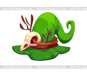 Cartoon Halloween witch hat, horror night holiday - vector clip art