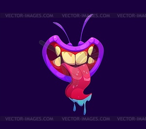 Halloween monster mouth with drool jaws and saliva - color vector clipart