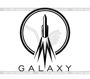 Spaceship, space rocket icon, launching shuttle - royalty-free vector clipart