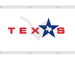 Texas state icon, map in American star symbol - vector image