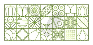 Vegetable line modern geometric pattern - vector image