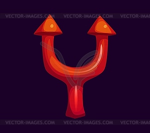 Letter Y Halloween font, cartoon devil trident - vector clipart