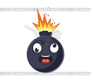 Cartoon bomb character with crazy funky boom face - vector clipart
