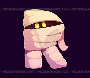 Letter R Halloween font, funny wrapped mummy - vector clipart