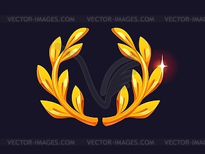 Cartoon golden gleaming laurel wreath award trophy - vector clip art