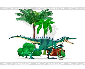 Baryonyx prehistoric dinosaur in tropical forest - vector image