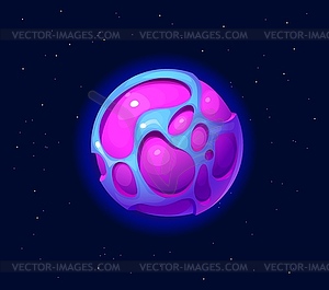 Cartoon fantasy alien pink and blue space planet - vector EPS clipart