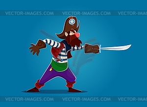 Cartoon pirate character with saber in hand - royalty-free vector image