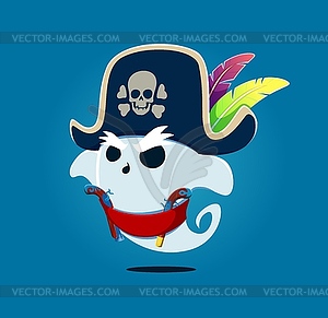 Cartoon eerie ghost pirate captain character - vector image