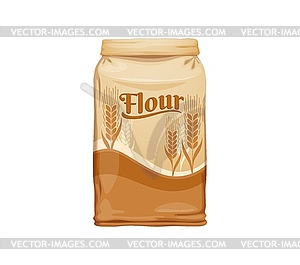 Flour packet, cartoon paper bag - vector clipart