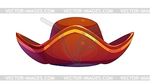 Cartoon pirate tricorn cocked hat captain headwear - vector clipart