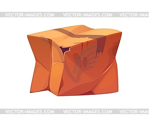 Damaged, crumpled or broken delivery cardboard box - vector image